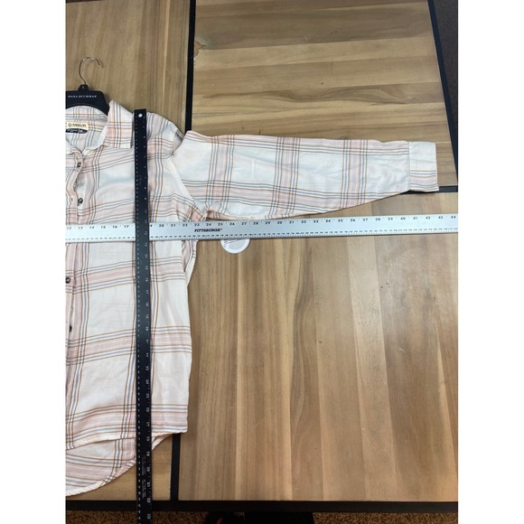 Magellan Outdoors Womens XXL Boyfriend Fit Plaid Button Down Shirt Cream Pink - Picture 2 of 5